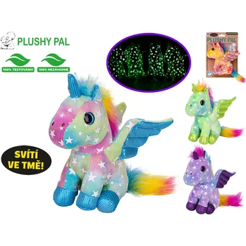 plyšák Plushy Pal jednorožec plyšový 15 cm sedící s křídly svítící ve tmě Zelená