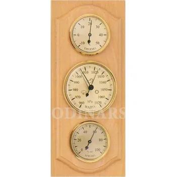 Barometr Barometr s teploměrem a vlhkoměrem na dřevěné podložce B203053