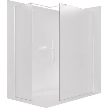 Cerano Sprchová zástěna Walk-in Onyx T L/P, 8 mm, hranatá vzpěra, bílá matná, mléčné sklo, 150x130 cm, CER-8050BD3290