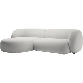 Pohovka Micadoni Světle šedá sametová rohová pohovka Kate 285 cm, levá