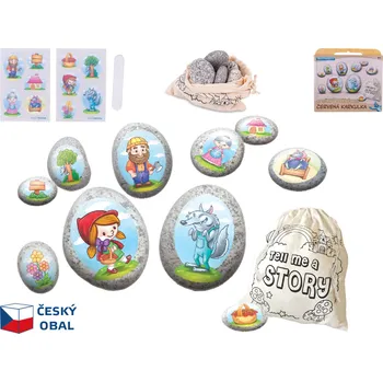 kreativní sada Červená karkulka pohádková sada kamínků se samolepkou 10 ks