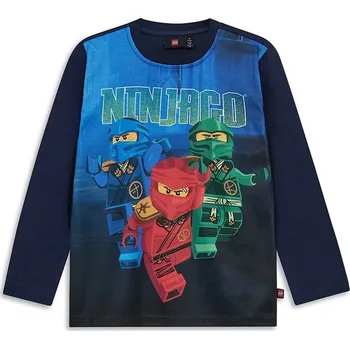 Chlapecké tričko Dětské bavlněné tričko s dlouhým rukávem Lego LWTAFFY 607 tmavomodrá barva, s potiskem, 11010888 59X, vel. 140