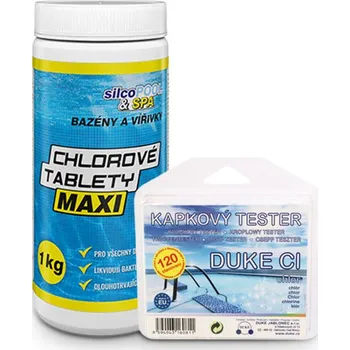 Bazénová chemie Balíček chemie Chlor - tablety MAXI 1 kg + tester Cl
