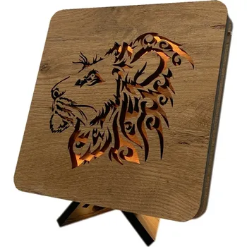 Lampička Li-Go "Hlava lva" lampa 19x19cm provedení povrchu: dub světlý