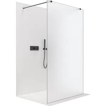 Cerano Sprchová zástěna Walk-in Onyx Duo L/P, 8 mm, hranatá vzpěra, černá matná, mléčné sklo, 110x200 cm, CER-8050BD1882