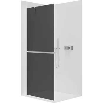 Cerano Sprchová zástěna Walk-in Onyx Y L/P, 8 mm + polička/držák na ručníky, chrom, grafitové sklo, 160x200 cm, CER-8050BD1290