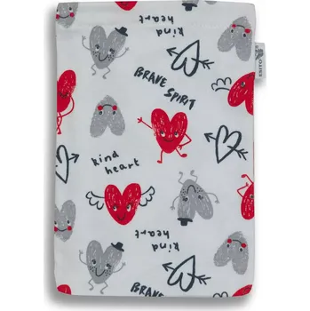 ESITO | Bavlněná Jersey žínka Statečné srdce - bílá / 19 x 14 cm