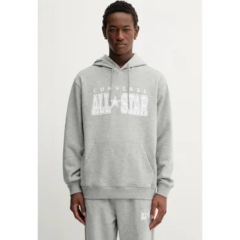 Pánská mikina Mikina Converse pánská, šedá barva, s kapucí, s potiskem, CVM5K160 90A, vel. L