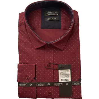Pánská košile EGO MAN košile pánská EKR-1232 regular fit dlouhý rukáv M bordó