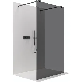 Cerano Sprchová zástěna Walk-in Onyx Duo L/P, 8 mm, kulatá vzpěra, černá matná, grafitové sklo, 110x200 cm, CER-8050BD2346
