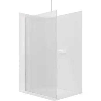 Cerano Sprchová zástěna Walk-in Onyx Top Round L/P, 8 mm, kulatá vzpěra, bílá matná, rýhované sklo, 140x200 cm, CER-8050BD1561