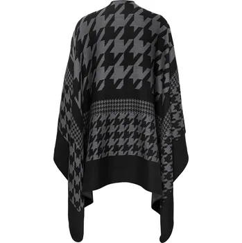 Dámské pončo 716825 - Tchibo - Pončo s žakárovým vzorem kohoutí stopy - barva: černá