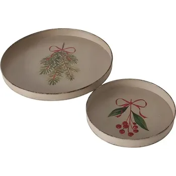 Vánoční dekorace Sada vánočních táců Boltze Noelle 20 / 30 cm béžová barva 2061621 08X