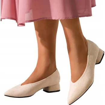 Dámské baleríny Béžové dámské baleríny POHODLNÉ Módní Nízký podpatek Elegantní Lehké vel. 39