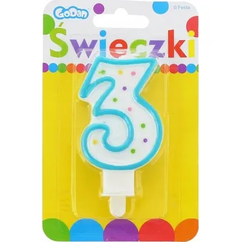 Dortová svíčka Dekorativní NAROZENINOVÁ svíčka Na Dort Číslice s tečkami "3" Vel 7.5 cm