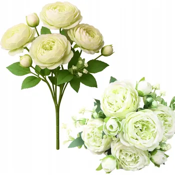 umělá květina UMĚLÁ KYTICE PIVOŇKY MÁTOVĚ BÍLÁ 35cm KVĚTINY DEKORATIVNÍ DO VÁZY DEKORACE