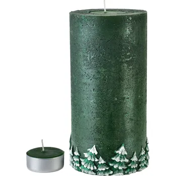 Svícen Vánoční svícen Les 24 cm zelený