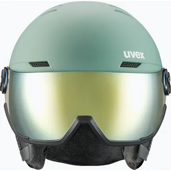 Lyžařská helma UVEX Wanted Visor oxid green matt/mirror gold/smoke