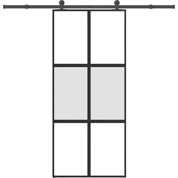 Vchodové dveře Posuvné dveře s kováním 90x205 cm tvrzeného sklo a hliník Černý 3332975