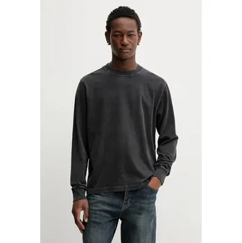 Pánské tričko Bavlněné tričko s dlouhým rukávem Abercrombie & Fitch černá barva, KI124-5357-908 KI124.5357.908 99A, vel. S