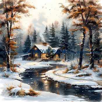 Panel bavlna - Zimní krajinka - ZIM 203 Velikost: 30x30cm