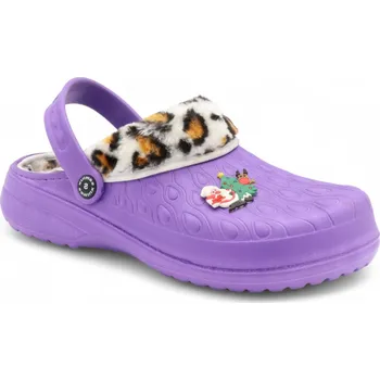 Dámské žabky SAMLUX® Dámské clogsy s kožíškem fialové 9968 Barva: Purple, Velikost: 36