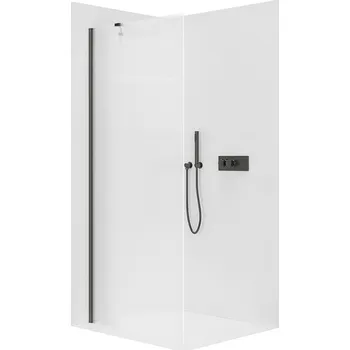Cerano Sprchová zástěna Walk-in Onyx Y L/P, 8 mm, černá matná, rýhované sklo, 90x200 cm, CER-8050BD1163