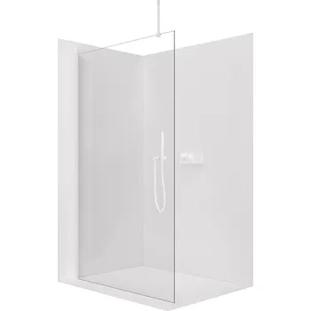Cerano Sprchová zástěna Walk-in Onyx Top Round L/P, 8 mm, kulatá vzpěra, bílá matná, transparentní sklo, 50x200 cm, CER-8050BD1475
