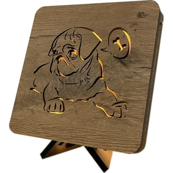 Lampička Li-Go "Mops" lampa 19x19cm provedení povrchu: dub