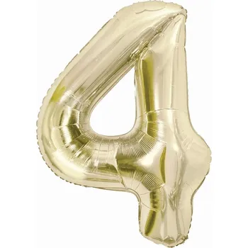Balónek Narozeninový fóliový balónek dekorativní ČÍSLICE "4" Barva ŠAMPAŇSKÁ 85 cm