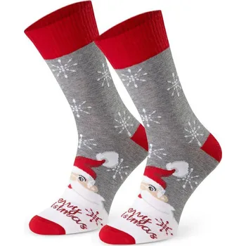 Pánské ponožky Šedé pánské vysoké ponožky s vánočním potiskem Art.136 KL162, GRAY MELANGE Velikost: 44/46