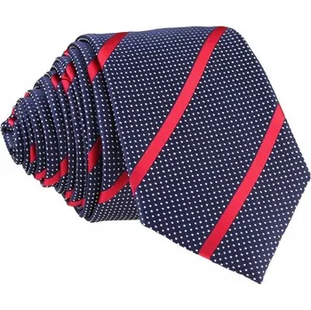 Kravata Pánská tmavě modrá slim kravata s červenými pruhy 894
