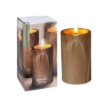 Svíčka LED svíčka 75x75x125mm plápolající povrchová úprava s časovačem, hnědá