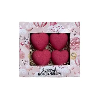 Kosmetická sada Dárková sada šumivá bonboniera 4x30g - srdce