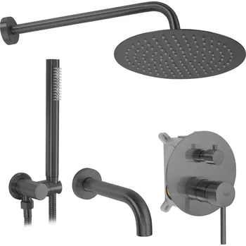Vodovodní baterie Rea Lungo, podomítkový vanovo-sprchový set + BOX, grafitová, REA-P6380