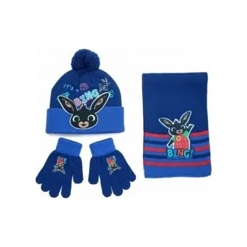 Nákrčník United Essentials Dětský zimní set čepice, šála, rukavice - zajíček Bing modrá