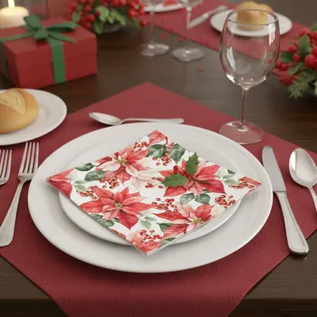 Papírový ubrousek Vánoční dekorativní papírový ubrousek VÁNOČNÍ HVĚZDA I. 33x33 cm balení 20 ks Balení: 20 ubrousků