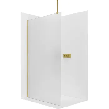 Cerano Sprchová zástěna Walk-in Onyx Top Round L/P, 8 mm, kulatá vzpěra, zlatá kartáčovaná, mléčné sklo, 70x200 cm, CER-8050BD1542