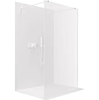 Cerano Sprchová zástěna Walk-in Onyx Duo L/P, 8 mm, hranatá vzpěra, bílá matná, rýhované sklo, 50x200 cm, CER-8050BD1900