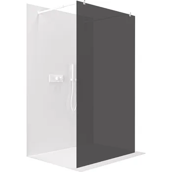 Cerano Sprchová zástěna Walk-in Onyx Duo L/P, 8 mm, kulatá vzpěra, bílá matná, grafitové sklo, 160x200 cm, CER-8050BD2117