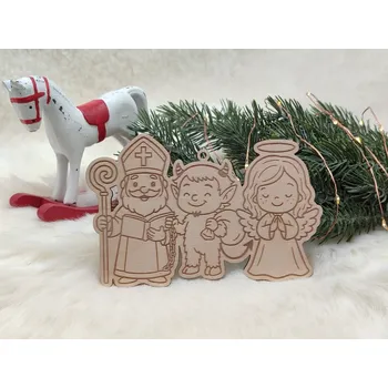 omalovánky Dřevěná vánoční omalovánka Mikuláš, Anděl a Čert - D-decor