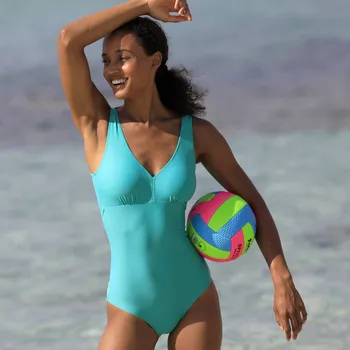 Dámské plavky Jednodílné jednobarevné plavky Solaro pro velké poprsí zelená 50