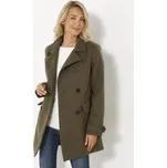 Jednobarevný kabát s dvouřadým zapínáním na knoflíky khaki 44