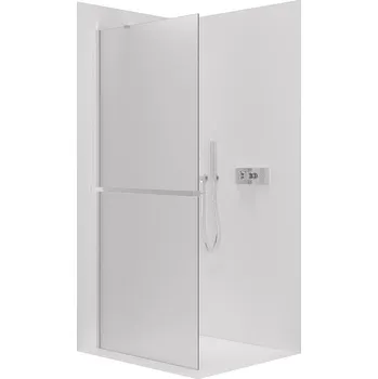 Cerano Sprchová zástěna Walk-in Onyx Y L/P, 8 mm + polička/držák na ručníky, chrom, mléčné sklo, 140x200 cm, CER-8050BD1300