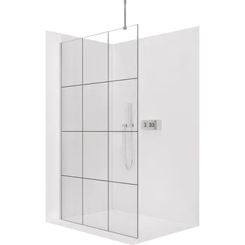 Cerano Sprchová zástěna Walk-in Onyx Top Round L/P, 8 mm, kulatá vzpěra, chrom, industriální sklo, 130x200 cm, CER-8050BD1489