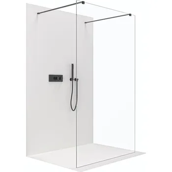 Cerano Sprchová zástěna Walk-in Onyx Duo L/P, 8 mm, hranatá vzpěra, černá matná, transparentní sklo, 50x200 cm, CER-8050BD2028