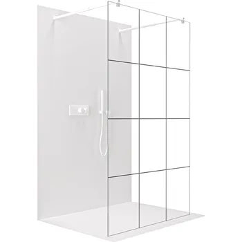 Cerano Sprchová zástěna Walk-in Onyx Duo L/P, 8 mm, kulatá vzpěra, bílá matná, industriální sklo, 160x200 cm, CER-8050BD2173