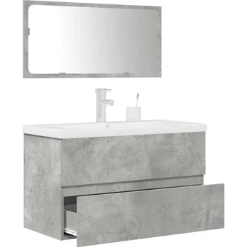 Koupelnový nábytek 3dílný set koupelnového nábytku betonově šedý kompozitní dřevo Šedá 3324918