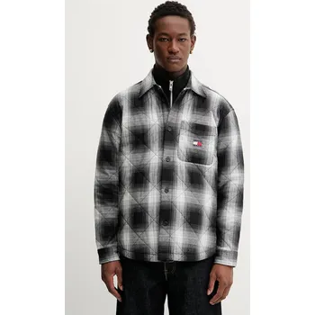 Bavlněná bunda Tommy Jeans černá barva, přechodná, DM0DM22014 99X, vel. L