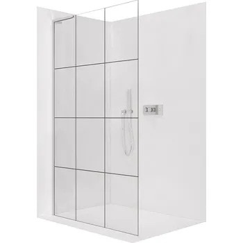 Cerano Sprchová zástěna Walk-in Onyx L-levá vzpěra, 8 mm, chrom, industriální sklo, 120x200 cm, CER-8050BD1331